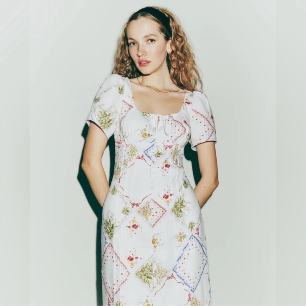 Reformation Linen Pierce Dress Size 0 Floral Midi